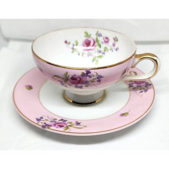 Pink Floral Gold Trim N-C-349 Vintage Teacup & Saucer - Elegant Collectible Set - Picture 2 of 14